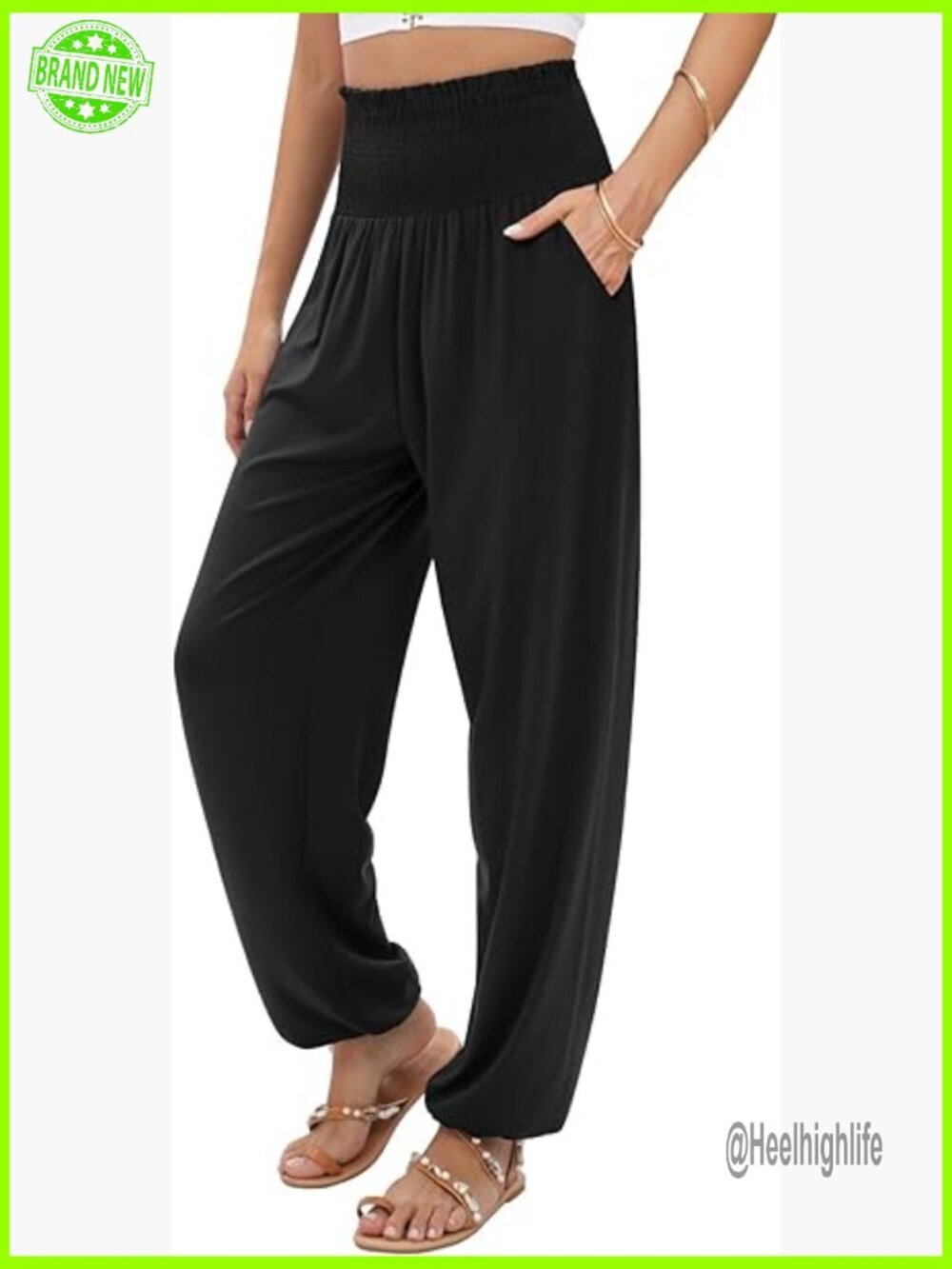 Women's Harem Yoga Pants with Pockets, Loose Fit, Lightweight Rayon Spandex